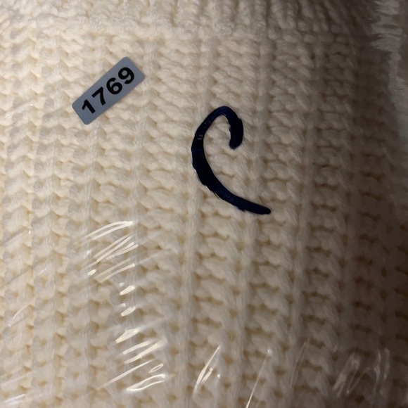 BISHOP & YOUNG winter white ribbed open chest cable knit boho turtleneck sweater - Picture 9 of 9